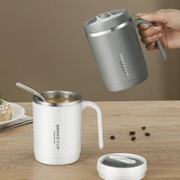 Steel Insulated Travel Mug with Lid & Straw – Coffee, Milk & Juice Cup with Handle | Portable Hot & Cold Drink Mug