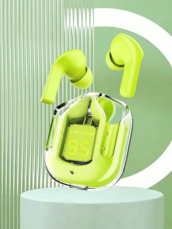 Air31 Wireless Earbuds with Silicon Pouch – Transparent Crystal Design, Bluetooth 5.3, Type-C Charging