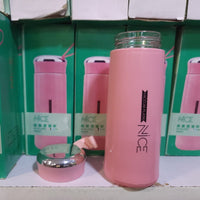 BPA Free Glass Water Bottle 400ml | Portable Tumbler with Protective Plastic Shell for School, Gym & Office (Random Color)