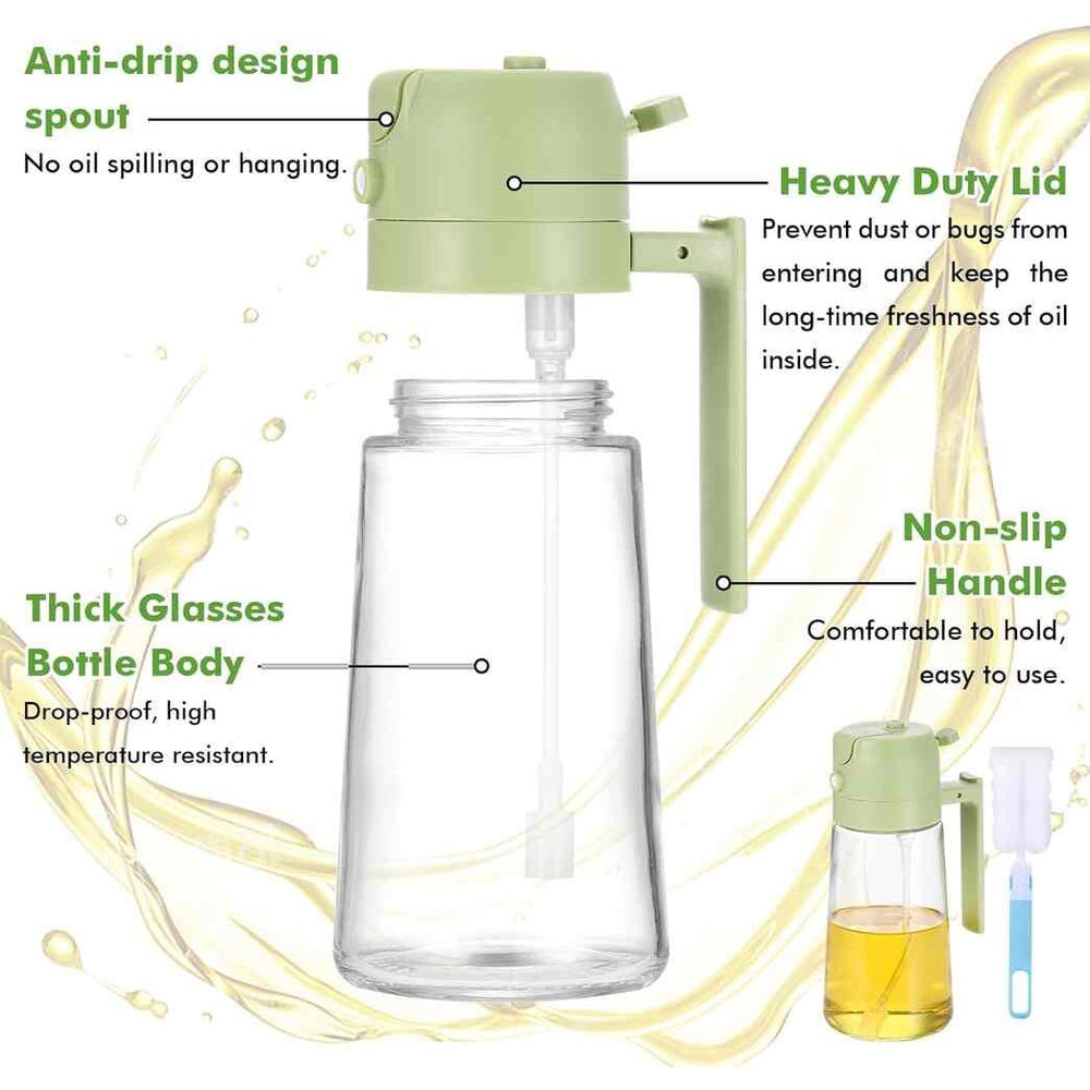 2-in-1 Oil Spray & Pour Jug – Dual Function Glass Oil Dispenser for Kitchen Cooking