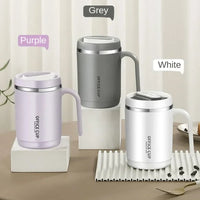 Steel Insulated Travel Mug with Lid & Straw – Coffee, Milk & Juice Cup with Handle | Portable Hot & Cold Drink Mug