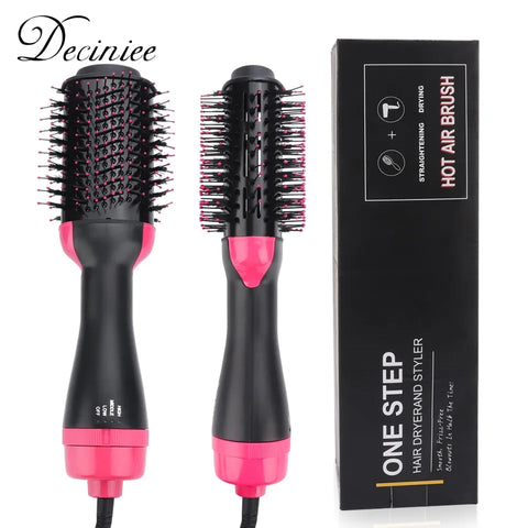 3-in-1 Hair Dryer Brush – Hot Air Hair Styling Brush for Drying, Straightening & Curling