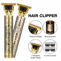 Vintage T9 Metal Body Hair Trimmer for Men – USB Rechargeable Professional Hair Clipper for Beard, Hair & Precision Detailing