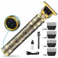 Vintage T9 Metal Body Hair Trimmer for Men – USB Rechargeable Professional Hair Clipper for Beard, Hair & Precision Detailing