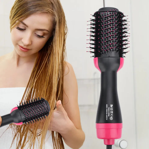 3-in-1 Hair Dryer Brush – Hot Air Hair Styling Brush for Drying, Straightening & Curling