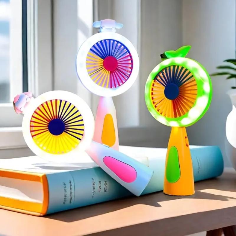 Rechargeable & Portable LED Lighting Mini Fan – Electric Mini Desk Fan with Bui