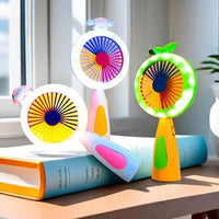 Rechargeable & Portable LED Lighting Mini Fan – Electric Mini Desk Fan with Bui