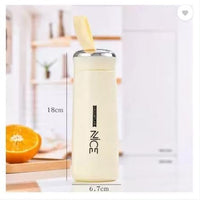 BPA Free Glass Water Bottle 400ml | Portable Tumbler with Protective Plastic Shell for School, Gym & Office (Random Color)
