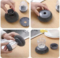 Kitchen Soap Dispensing Palm Brush – Easy Fill Dish Scrubber with Soft Non-Scratch PET Bristles