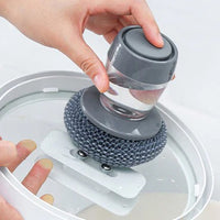 Kitchen Soap Dispensing Palm Brush – Easy Fill Dish Scrubber with Soft Non-Scratch PET Bristles