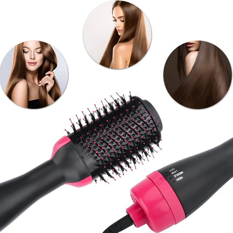 3-in-1 Hair Dryer Brush – Hot Air Hair Styling Brush for Drying, Straightening & Curling