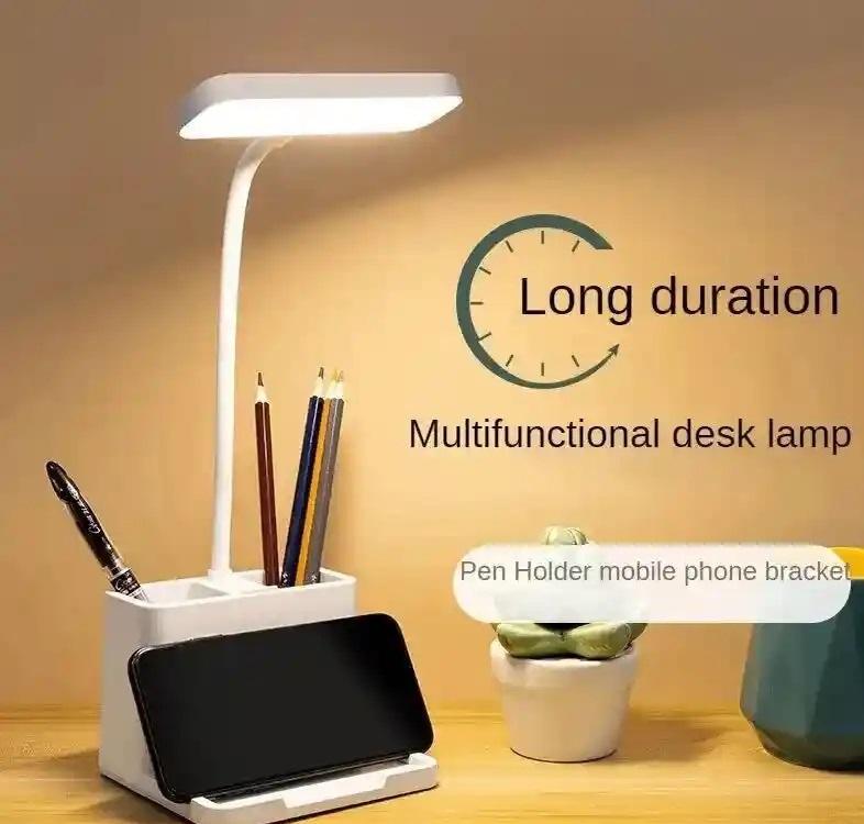 3-in-1 LED Study Lamp with Pen Holder & Phone Stand – Touch Dimmable Desk Light