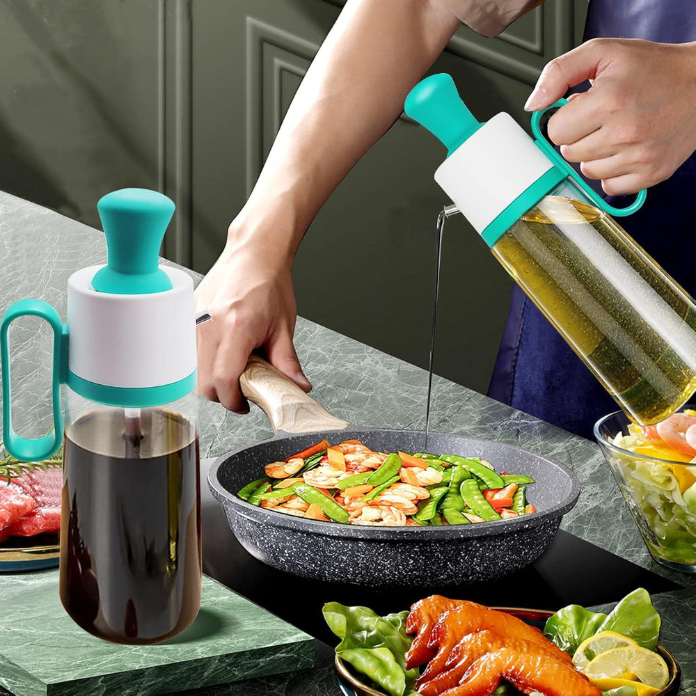 3-in-1 Oil Dispenser Bottle – Glass Spray, Pour & Brush (550ml Kitchen Oil Bottle)