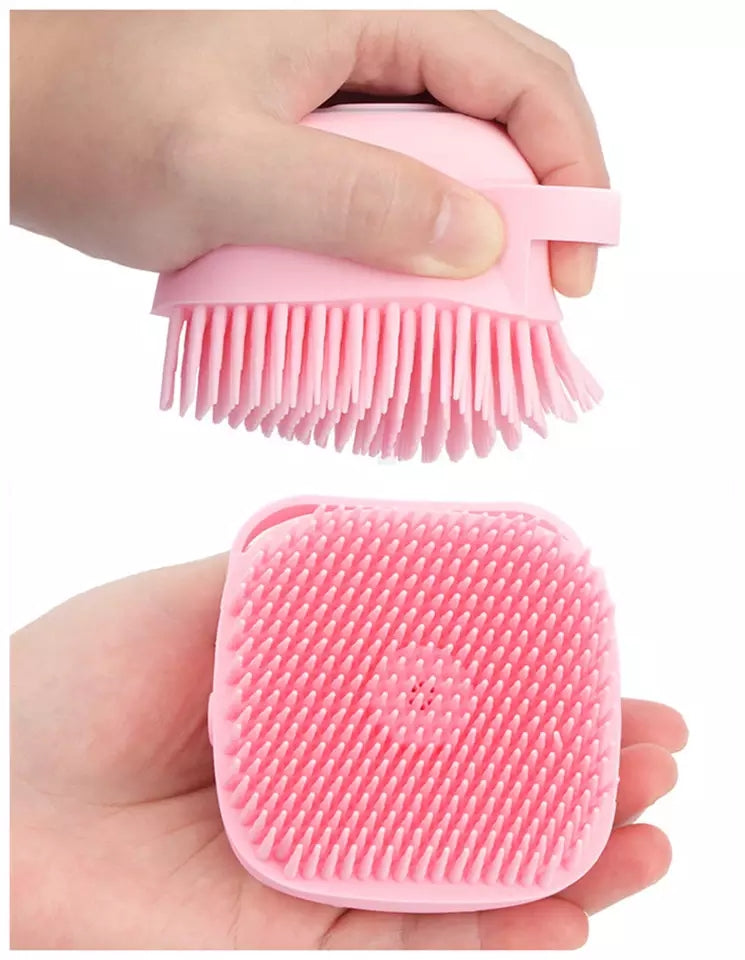 Silicone Bath & Body Shower Brush with Liquid Soap Dispenser | Soft Exfoliating Body Scrubber (Random Color)