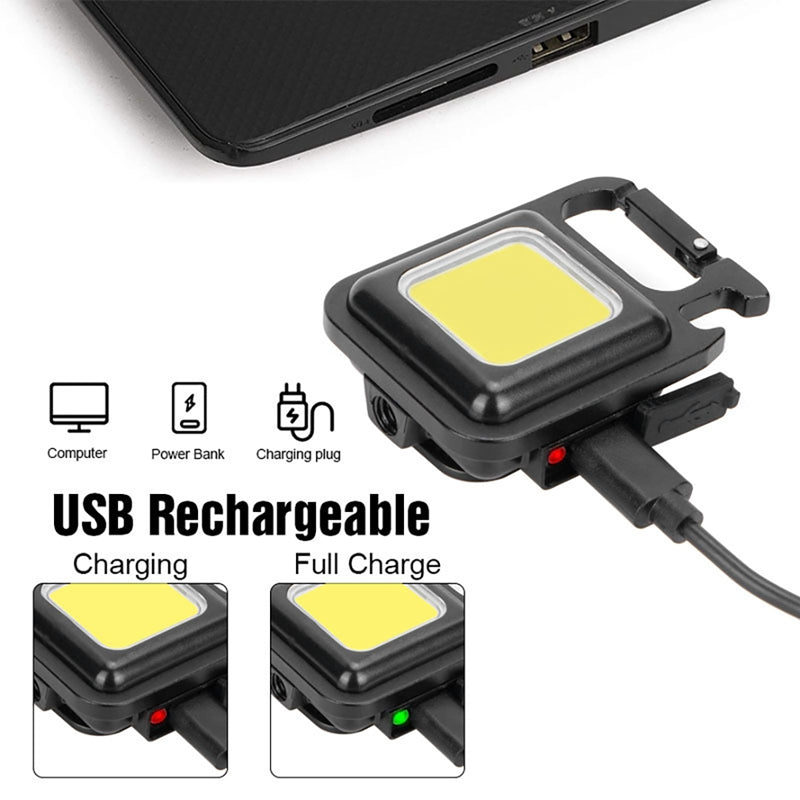 Rechargeable Mini COB Light with Box – 3in1 LED Flashlight Torch with 3 Modes Portable Keychain Light