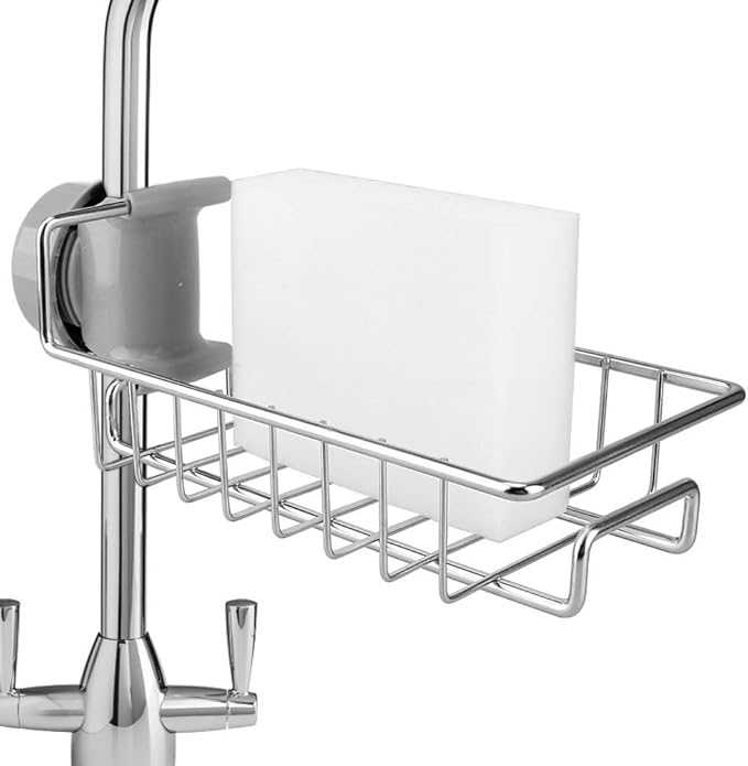 Kitchen Shelf Stainless Steel Faucet Rack – Punch-Free Sink Storage Organizer | Rag & Sponge Drain Holder