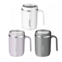 Steel Insulated Travel Mug with Lid & Straw – Coffee, Milk & Juice Cup with Handle | Portable Hot & Cold Drink Mug