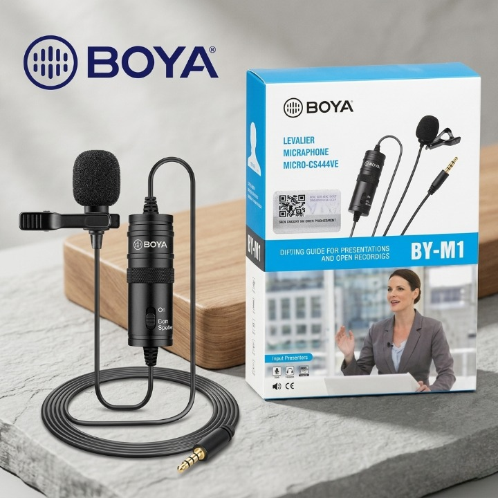 BOYA BY-M1 Professional Lavalier Microphone – 3.5mm Clip-On Lapel Mic for Android, DSLR, PC | Audio & Video Recording