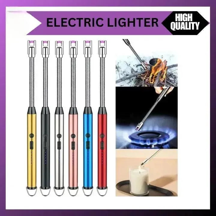 USB Rechargeable Electric Arc BBQ Lighter | Windproof Flameless Plasma Lighter with 360° Flexible Neck & LED Indicator