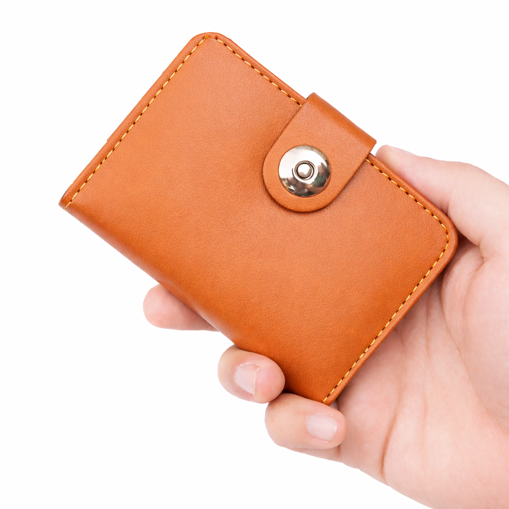 Magnetic Button Card Wallet for Men & Women – Black