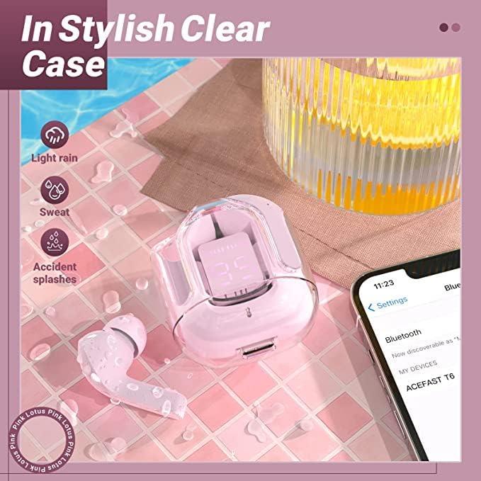 Air31 Wireless Earbuds with Silicon Pouch – Transparent Crystal Design, Bluetooth 5.3, Type-C Charging