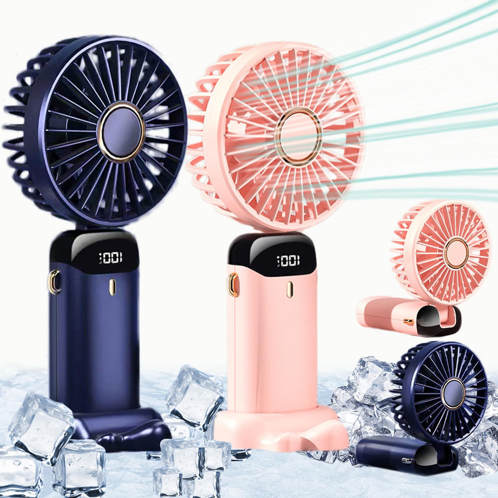 Rechargeable Hand Fan with LED Display – 5 Speed Portable Mini USB Fan for Kids, School & Travel