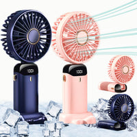 Rechargeable Hand Fan with LED Display – 5 Speed Portable Mini USB Fan for Kids, School & Travel