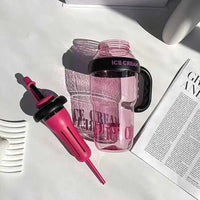 1400ml Ice-Cream Water Bottle – Kawaii Jumbo Smoothie & Milkshake Cup with Straw