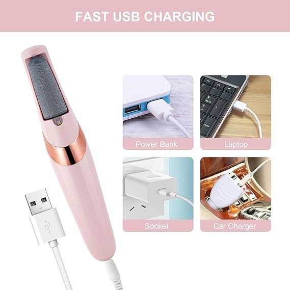 USB Rechargeable Foot Callus Remover – Electric Foot File with LED Light, 2-Speed Settings & Dead Skin Removal for Smooth Feet