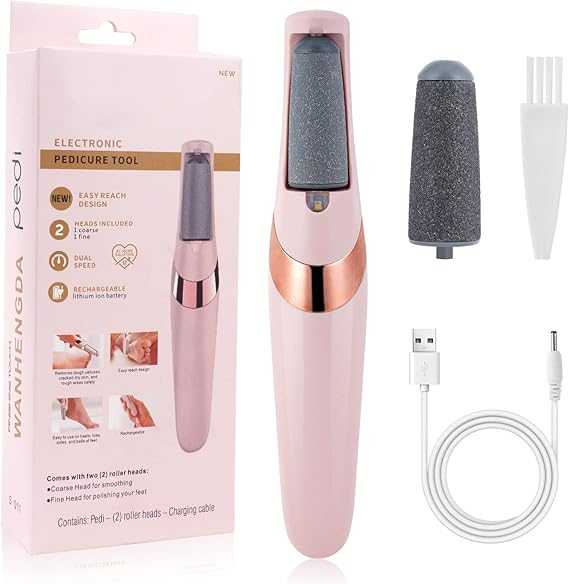 USB Rechargeable Foot Callus Remover – Electric Foot File with LED Light, 2-Speed Settings & Dead Skin Removal for Smooth Feet
