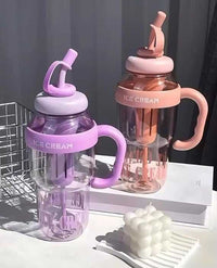 1400ml Ice-Cream Water Bottle – Kawaii Jumbo Smoothie & Milkshake Cup with Straw