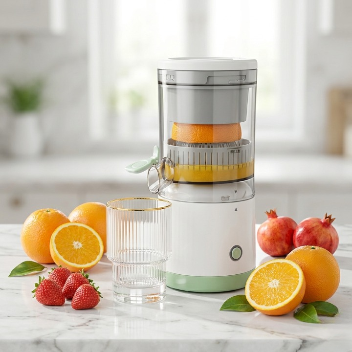 Manual Citrus Juicer & Squeezer – Portable Hand Press Lemon Orange Juicer with Strainer & Measuring Cup