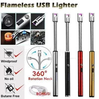 USB Rechargeable Electric Arc BBQ Lighter | Windproof Flameless Plasma Lighter with 360° Flexible Neck & LED Indicator