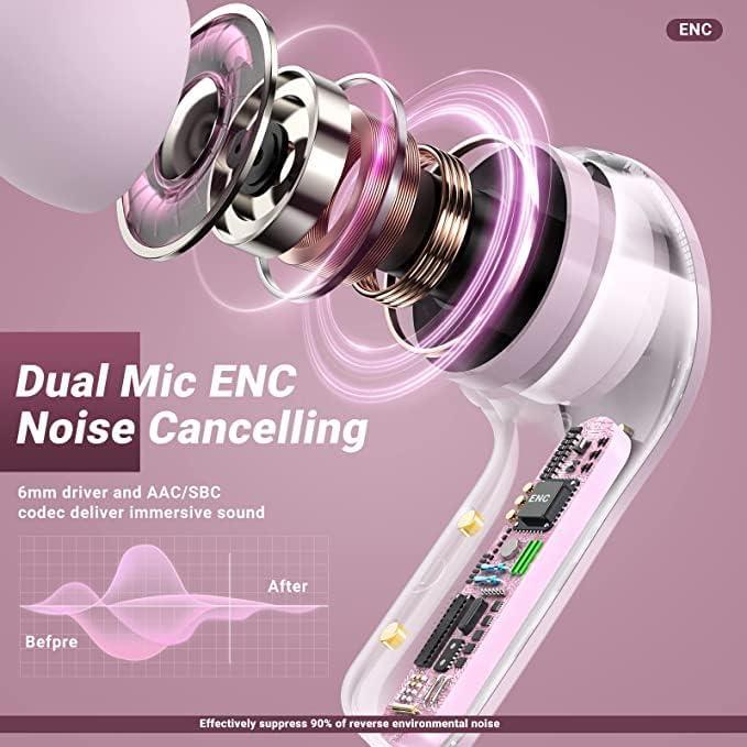 Air31 Wireless Earbuds with Silicon Pouch – Transparent Crystal Design, Bluetooth 5.3, Type-C Charging