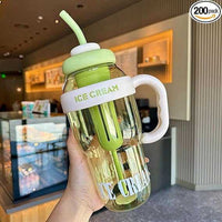 1400ml Ice-Cream Water Bottle – Kawaii Jumbo Smoothie & Milkshake Cup with Straw