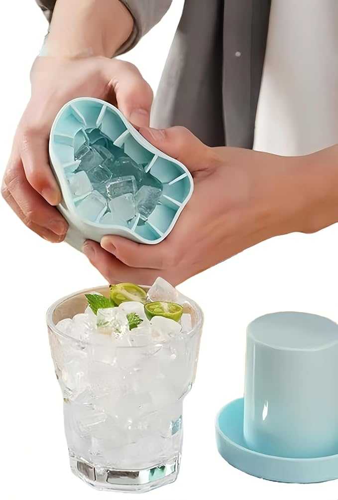 Mini Silicone Ice Bucket – 2-in-1 Ice Cube Maker & Storage Box | Portable Ice Tray with Lid for Freezer & Drinks