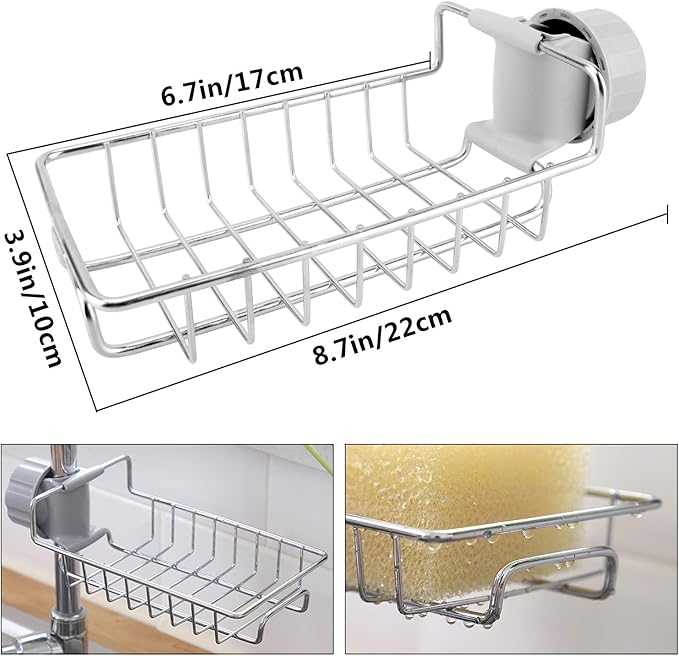 Kitchen Shelf Stainless Steel Faucet Rack – Punch-Free Sink Storage Organizer | Rag & Sponge Drain Holder