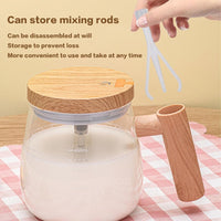 Wooden Design Automatic Self-Stirring Coffee Mug – One Click Electric Mixing Glass Cup