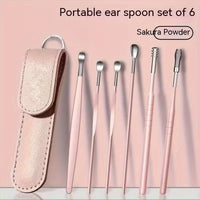 6Pcs Stainless Steel Ear Cleaning Tool Set – Spiral Spring Ear Pick Kit with Portable Storage Case