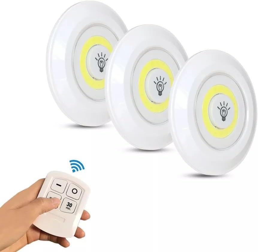 3-Piece Tap LED Lights with Remote – Wireless Stick-On Lights (Battery Operated)