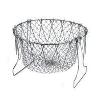Stainless Steel Multi-Functional Foldable Chef Basket | Deluxe Kitchen Colander for Steam, Rinse, Strain & Fry