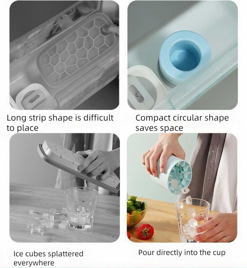 Mini Silicone Ice Bucket – 2-in-1 Ice Cube Maker & Storage Box | Portable Ice Tray with Lid for Freezer & Drinks