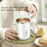 Steel Insulated Travel Mug with Lid & Straw – Coffee, Milk & Juice Cup with Handle | Portable Hot & Cold Drink Mug