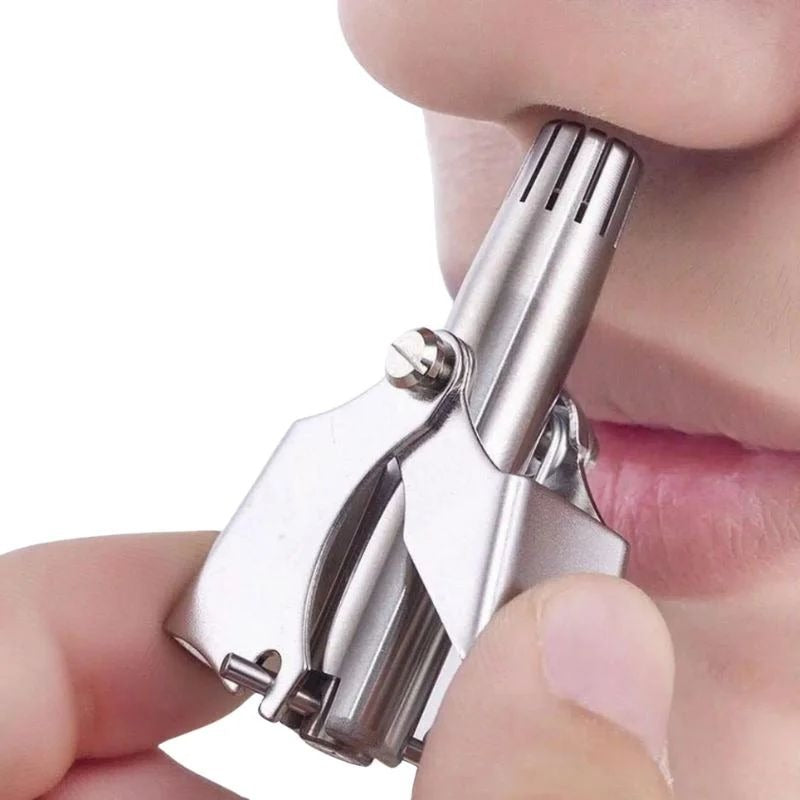 Manual Nose & Ear Hair Trimmer – Stainless Steel Precision Grooming Tool | Safe & Painless Rotary Cutter