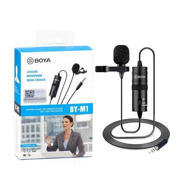 BOYA BY-M1 Professional Lavalier Microphone – 3.5mm Clip-On Lapel Mic for Android, DSLR, PC | Audio & Video Recording