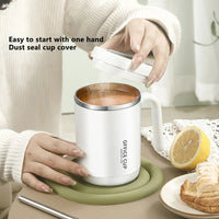 Steel Insulated Travel Mug with Lid & Straw – Coffee, Milk & Juice Cup with Handle | Portable Hot & Cold Drink Mug