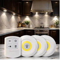 3-Piece Tap LED Lights with Remote – Wireless Stick-On Lights (Battery Operated)