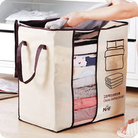 Printed Blanket Organizer with Handles - Large Storage Bag for Clothes, Blankets & Bedding