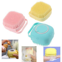 Silicone Bath & Body Shower Brush with Liquid Soap Dispenser | Soft Exfoliating Body Scrubber (Random Color)