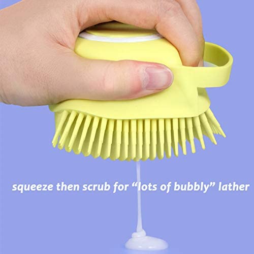 Silicone Bath & Body Shower Brush with Liquid Soap Dispenser | Soft Exfoliating Body Scrubber (Random Color)